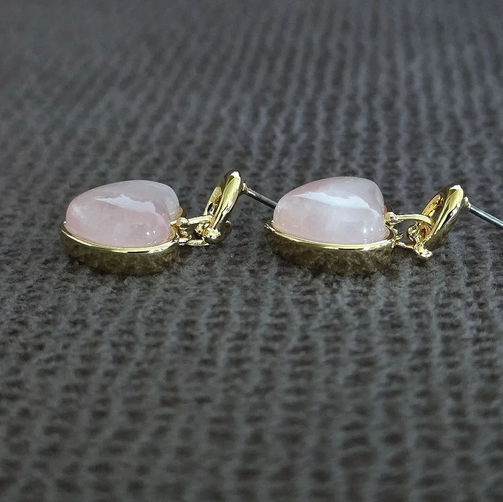 Coach Carved Rose🌹Quartz Heart💕 Drop Earrings